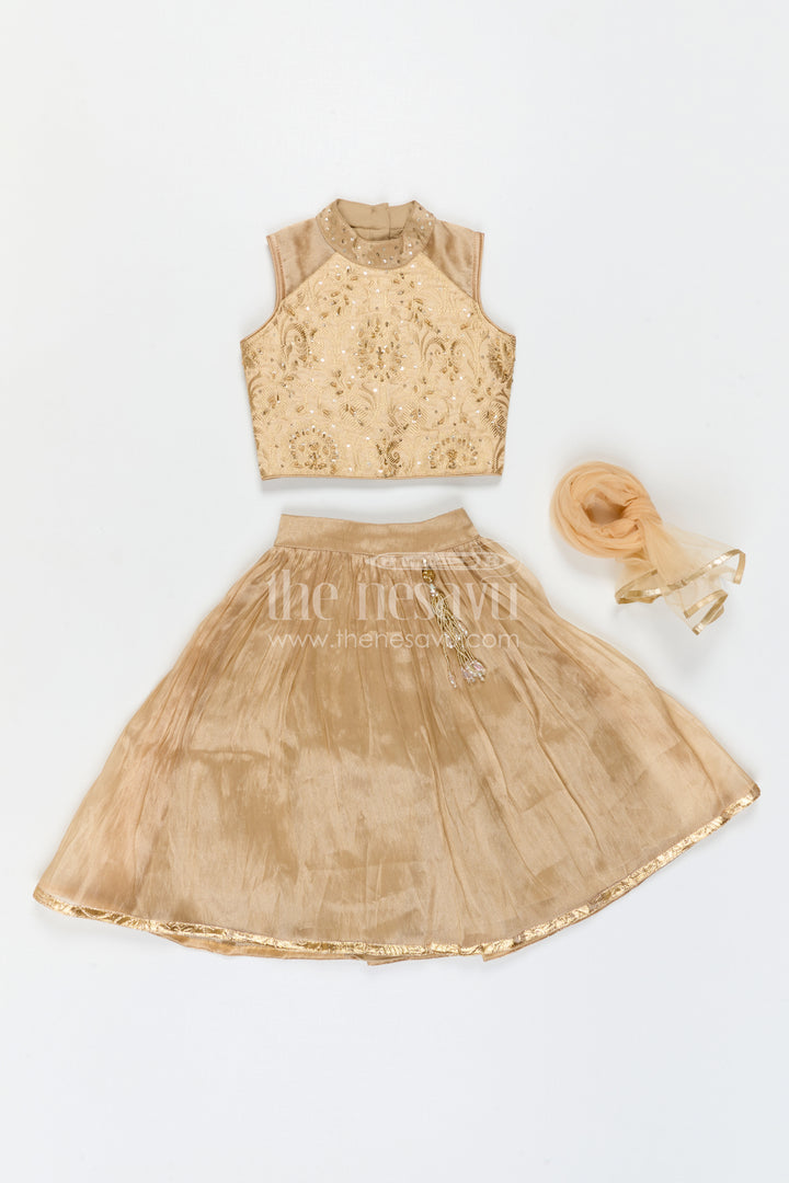 The Nesavu Girls Lehenga Choli Girls Festive Lehenga Outfit for Weddings and Traditional Celebrations Nesavu Nesavu Girls Festive Lehenga Outfit With Embroidered Yoke For Weddings And Family Celebrations