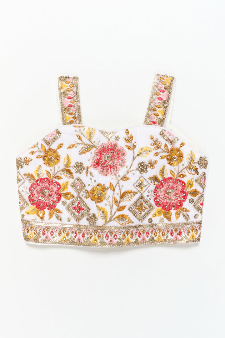 The Nesavu Girls Lehenga Choli Girls Festive Lehenga Set with Printed Dupatta and Crop Blouse Nesavu Nesavu girls festive lehenga choli set mirror work