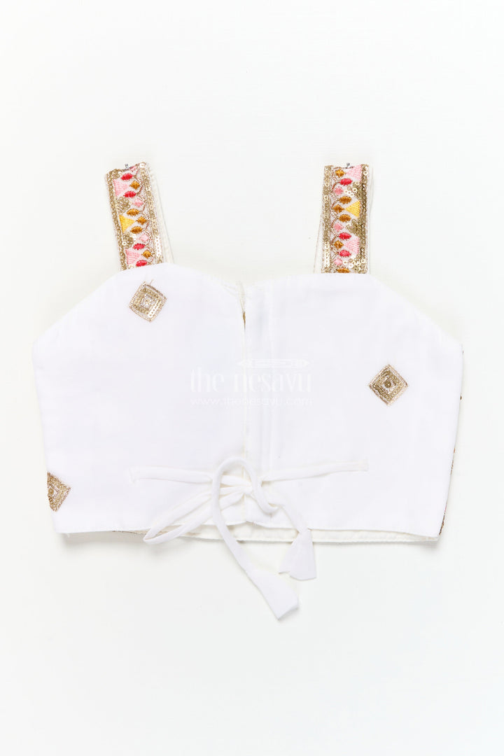 The Nesavu Girls Lehenga Choli Girls Festive Lehenga Set with Printed Dupatta and Crop Blouse Nesavu Nesavu girls festive lehenga choli set mirror work