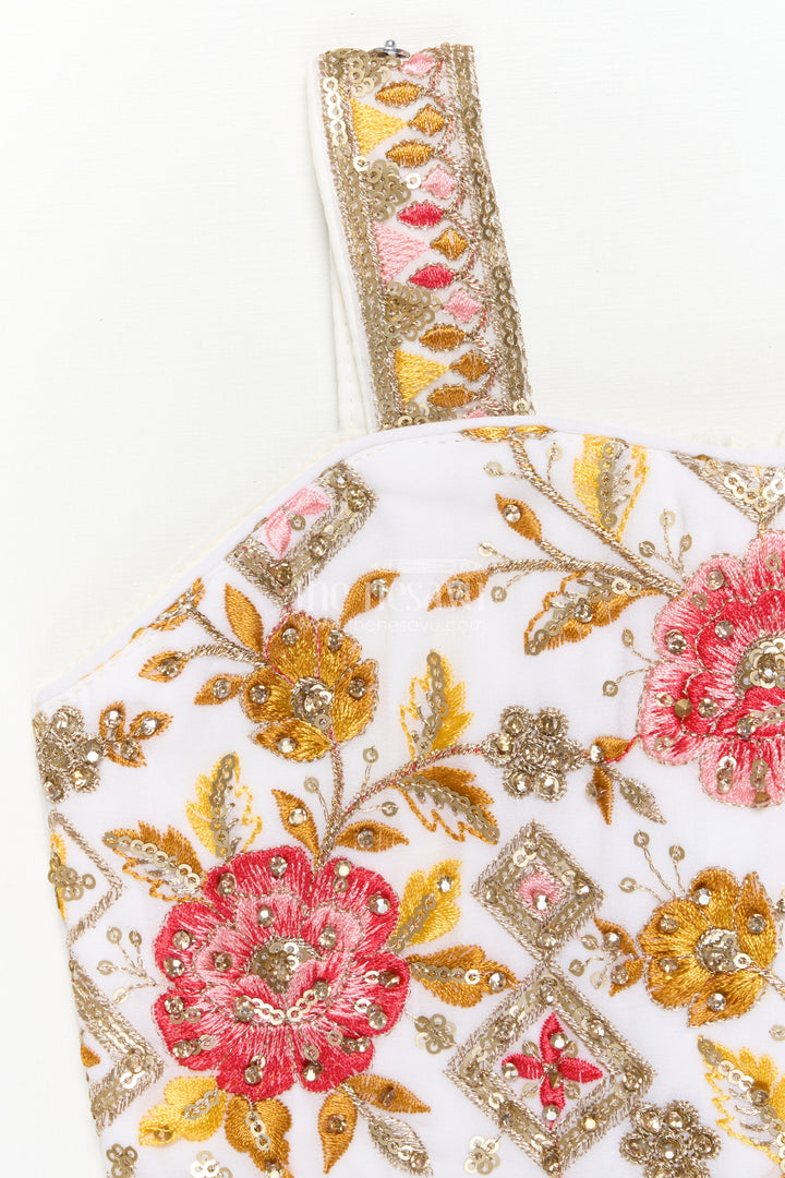 The Nesavu Girls Lehenga Choli Girls Festive Lehenga Set with Printed Dupatta and Crop Blouse Nesavu Nesavu girls festive lehenga choli set mirror work