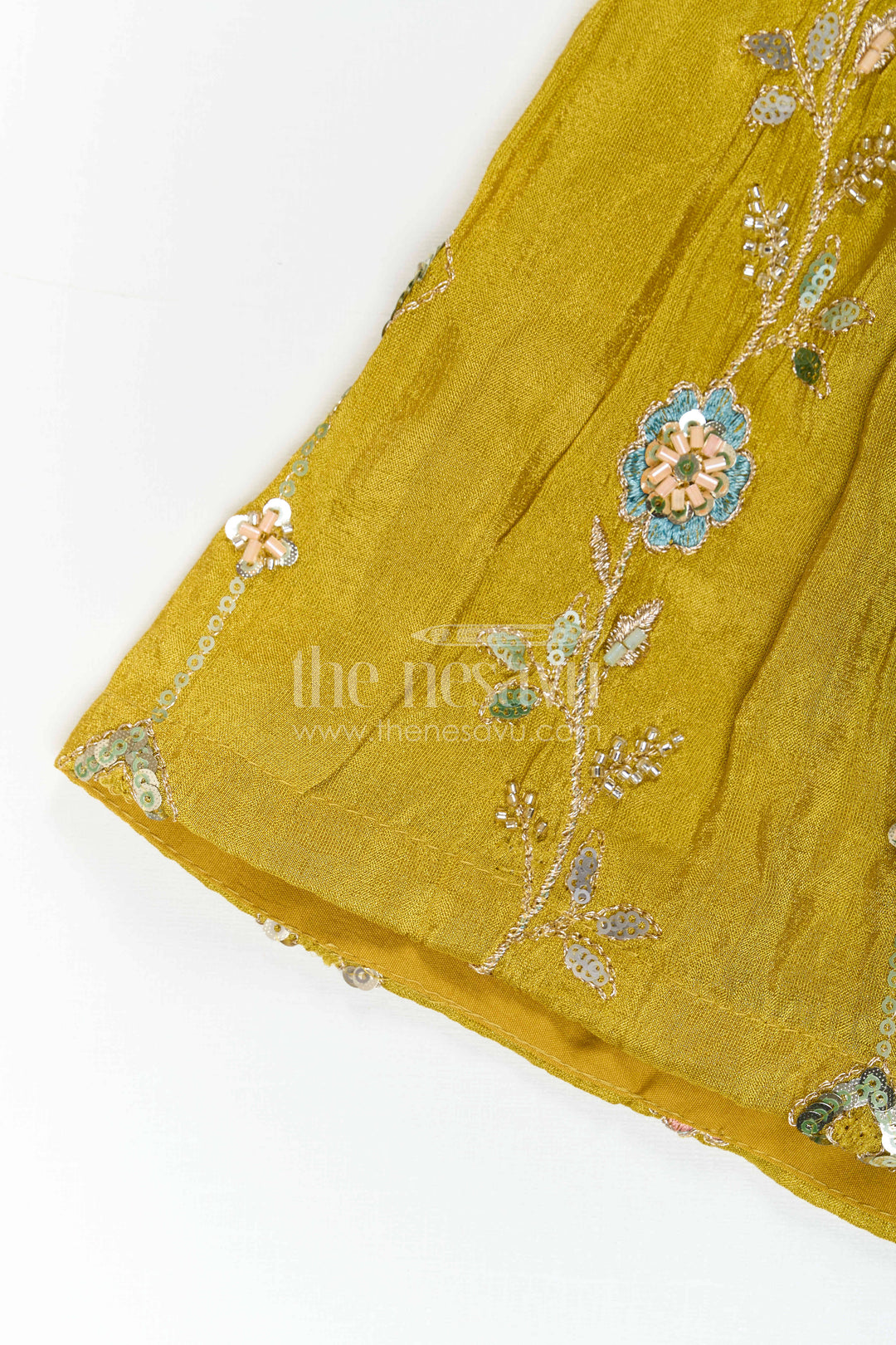 The Nesavu Girls Sharara / Plazo Set Girls Festive Palazzo Set for Wedding Receptions and Parties Nesavu Nesavu Girls Festive Palazzo Set With Sequence Embroidery For Weddings And Family Celebrations