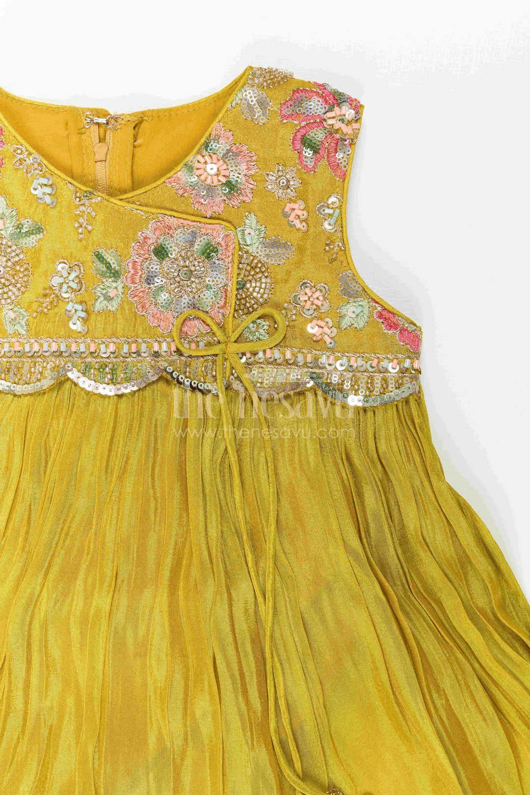 The Nesavu Girls Sharara / Plazo Set Girls Festive Palazzo Set for Wedding Receptions and Parties Nesavu Nesavu Girls Festive Palazzo Set With Sequence Embroidery For Weddings And Family Celebrations
