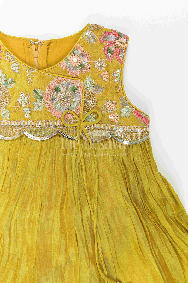 The Nesavu Girls Sharara / Plazo Set Girls Festive Palazzo Set for Wedding Receptions and Parties Nesavu Nesavu Girls Festive Palazzo Set With Sequence Embroidery For Weddings And Family Celebrations