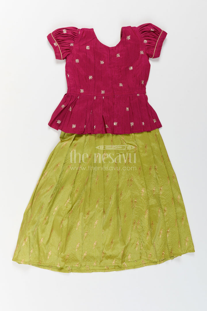 The Nesavu Pattu Pavadai Girls Festive Pavadai Set for Cultural Ceremonies and Family Celebrations Nesavu Nesavu Girls Festive Pavadai Set For Cultural Ceremonies Weddings Temple Events And Family Celebrations