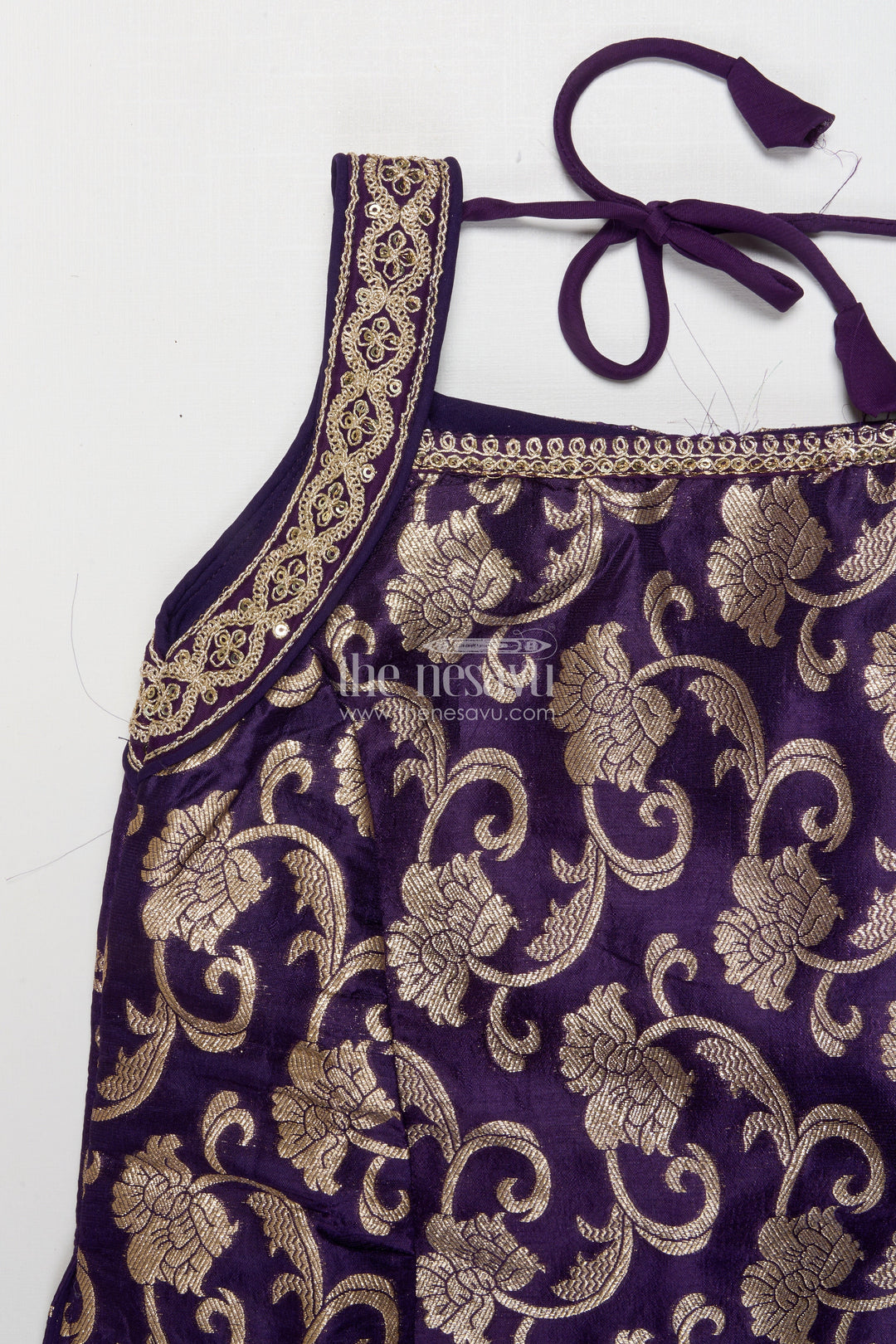 The Nesavu Girls Sharara / Plazo Set Girls Festive Plazo Set with Halter Kurti and Dupatta Nesavu Nesavu halter neck plazo set girls georgette embroidery festivals celebrations