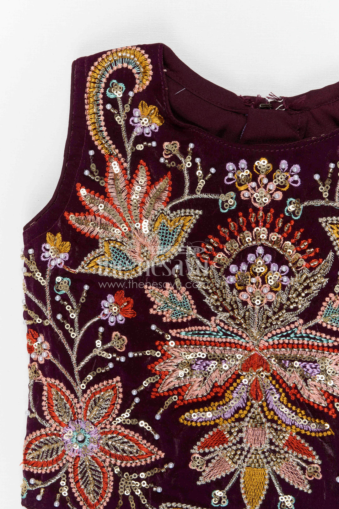 The Nesavu Girls Sharara / Plazo Set Girls Festive Sharara Set for Traditional Functions and Celebrations Nesavu Nesavu girls glaze organza sharara set for festive occasions with designer embroidered top