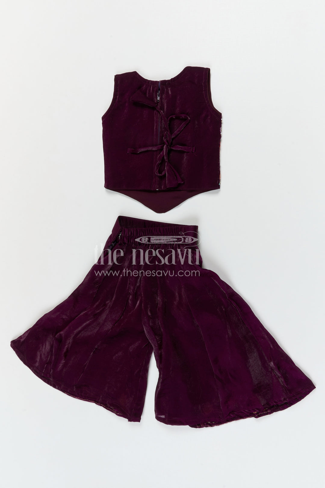 The Nesavu Girls Sharara / Plazo Set Girls Festive Sharara Set for Traditional Functions and Celebrations Nesavu Nesavu girls glaze organza sharara set for festive occasions with designer embroidered top