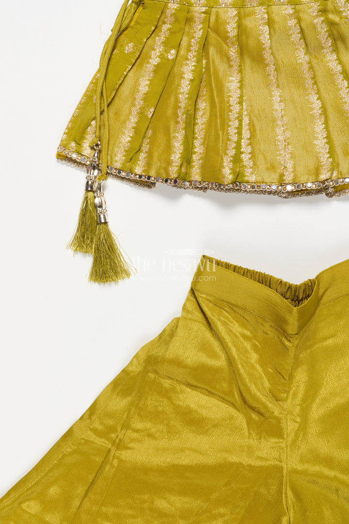 The Nesavu Girls Sharara / Plazo Set Girls Festive Sharara Set with Designer Embroidery for Traditional Occasions Nesavu Nesavu festive sharara set girls embroidered kurti dupatta weddings rituals