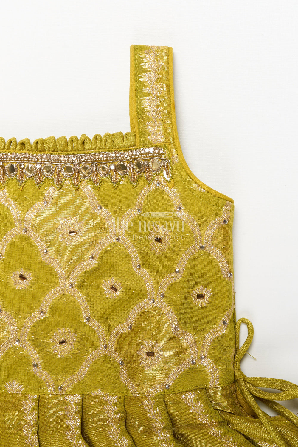 The Nesavu Girls Sharara / Plazo Set Girls Festive Sharara Set with Designer Embroidery for Traditional Occasions Nesavu Nesavu festive sharara set girls embroidered kurti dupatta weddings rituals