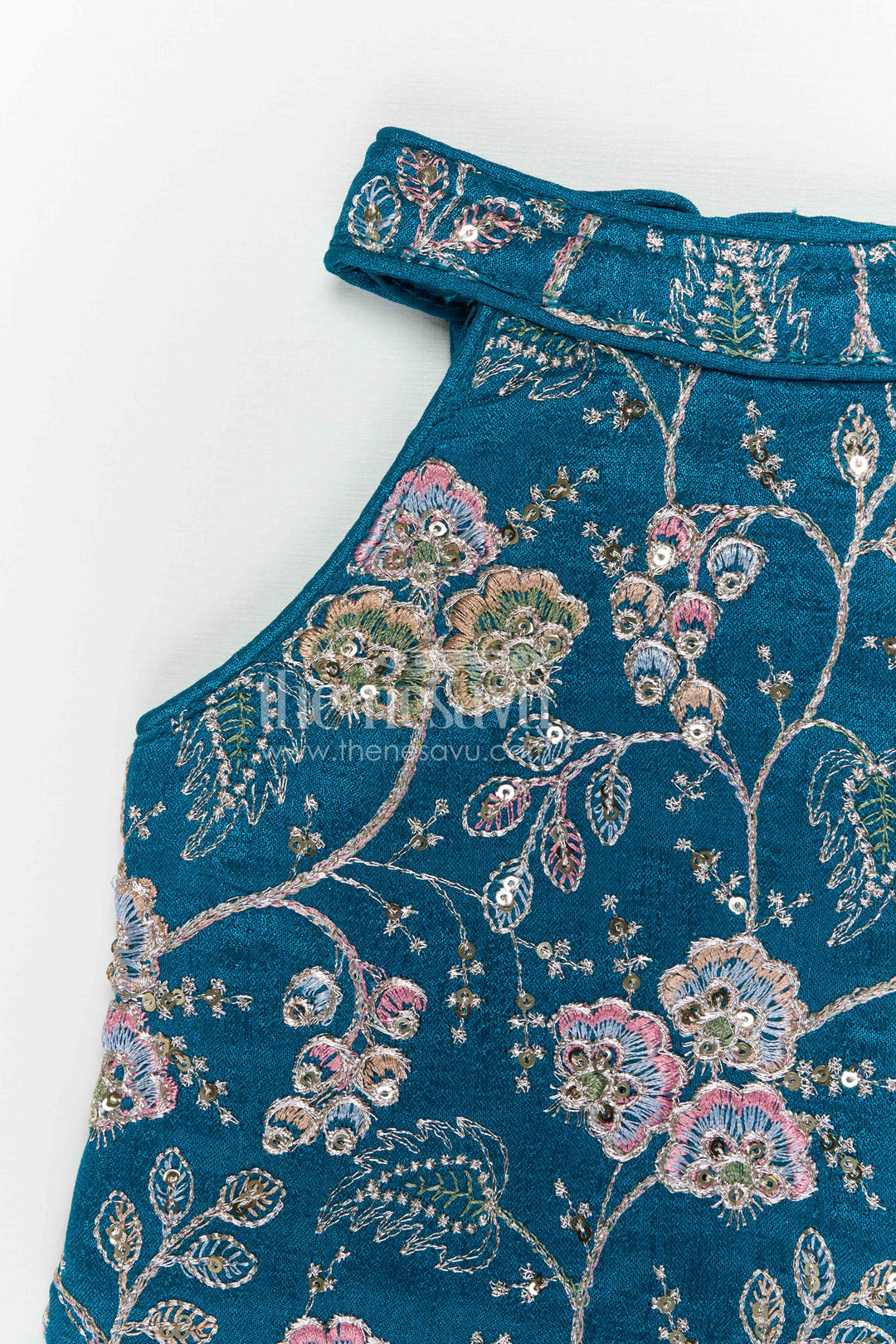 The Nesavu Girls Sharara / Plazo Set Girls Festive Sharara Set with Elegant Embroidery and Flared Pants Nesavu Nesavu girls viscose blend silk festive sharara set with embroidery and flared pants