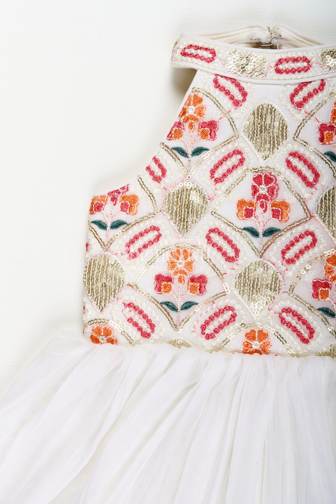 The Nesavu Girls Sharara / Plazo Set Girls Festive Sharara Set with Sequin Embroidery for Ethnic Wear Nesavu Nesavu girls white georgette sharara set sequin embroidery festive occasions traditional celebrations