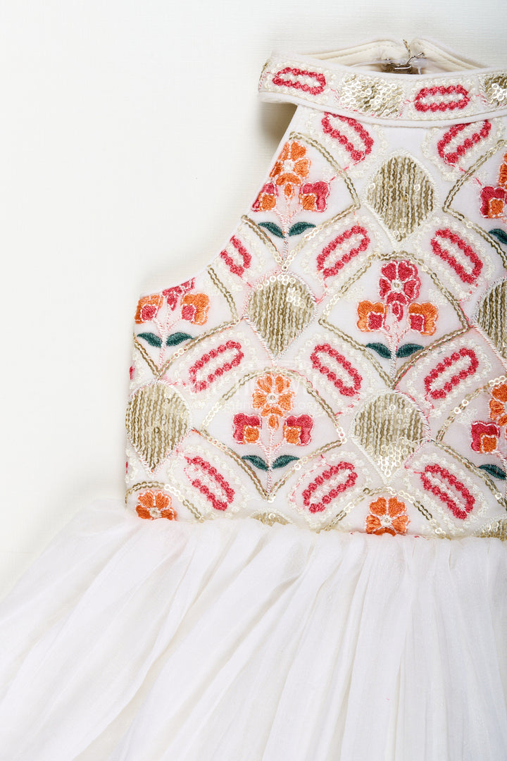 The Nesavu Girls Sharara / Plazo Set Girls Festive Sharara Set with Sequin Embroidery for Ethnic Wear Nesavu Nesavu girls white georgette sharara set sequin embroidery festive occasions traditional celebrations