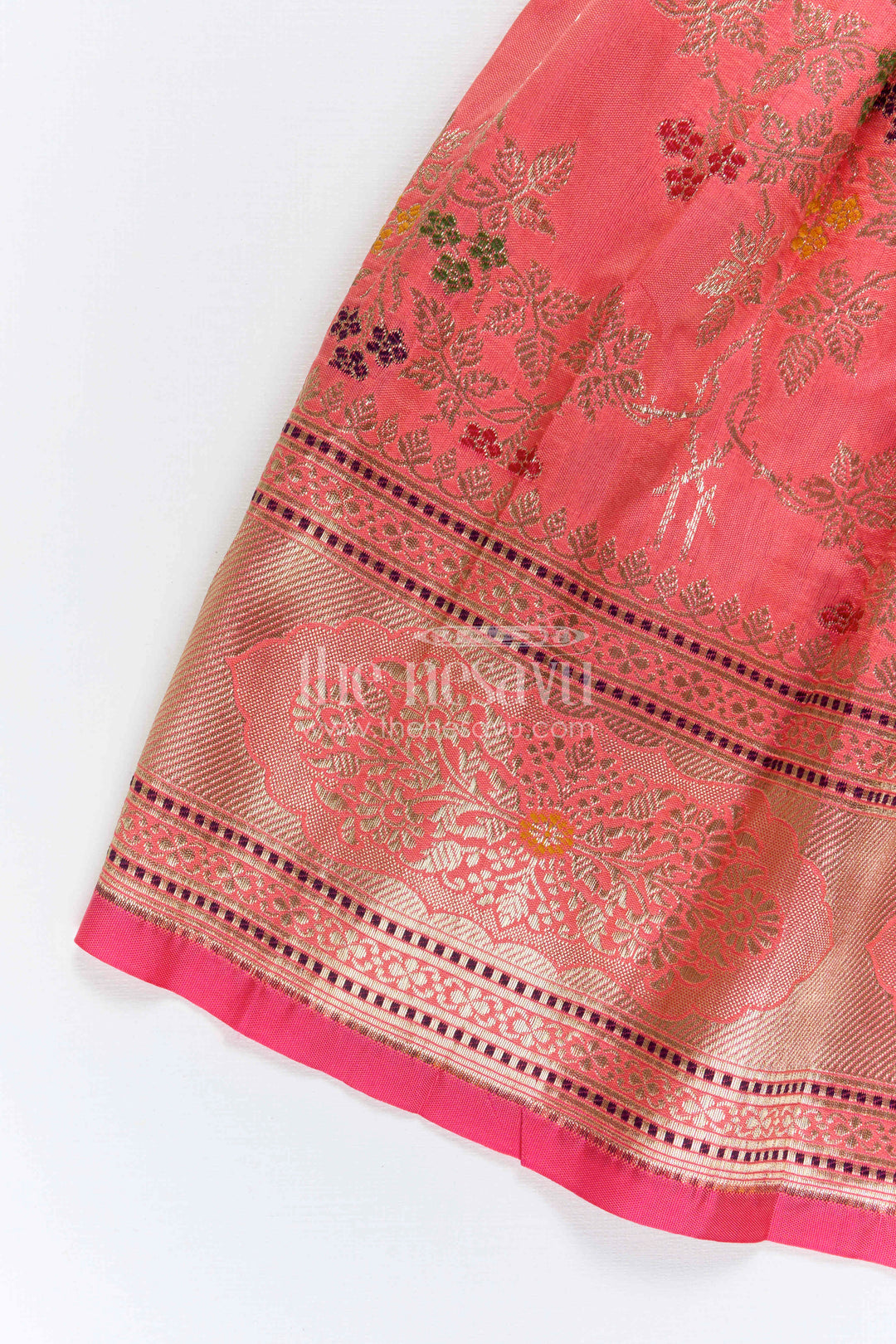 The Nesavu Silk Frock Girls Festive Silk Dress for Weddings and Family Occasions Nesavu Nesavu Girls Festive Silk Dress With Tissue Yoke For Weddings And Traditional Celebrations