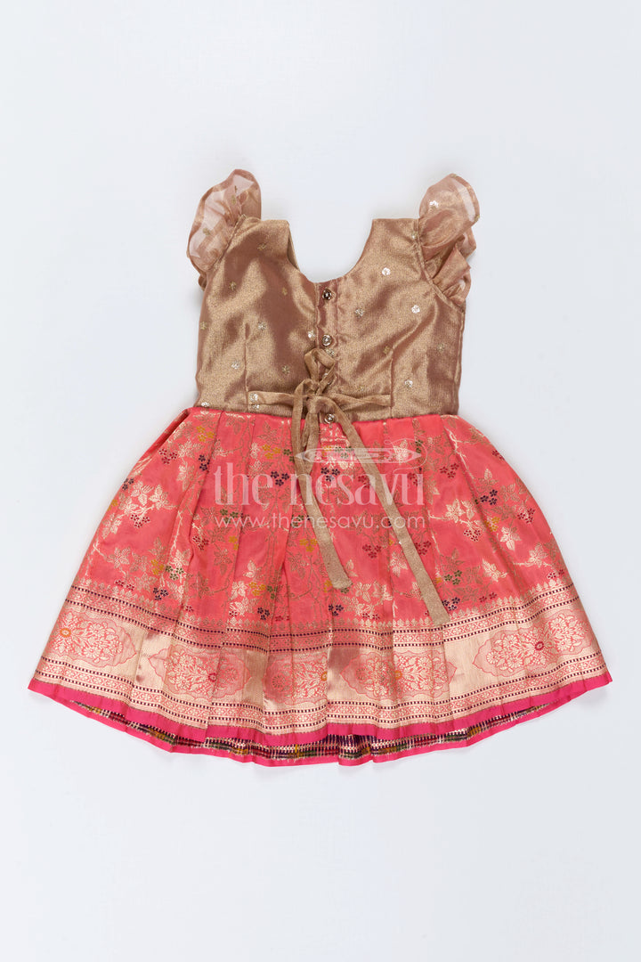 The Nesavu Silk Frock Girls Festive Silk Dress for Weddings and Family Occasions Nesavu Nesavu Girls Festive Silk Dress With Tissue Yoke For Weddings And Traditional Celebrations