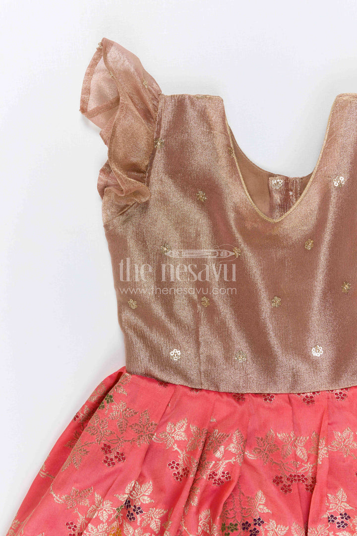 The Nesavu Silk Frock Girls Festive Silk Dress for Weddings and Family Occasions Nesavu Nesavu Girls Festive Silk Dress With Tissue Yoke For Weddings And Traditional Celebrations