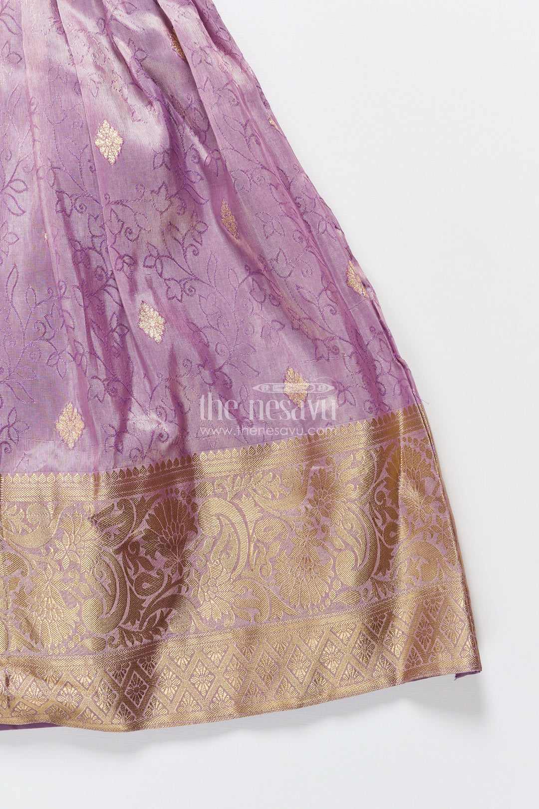 The Nesavu Girls Silk Gown Girls Festive Silk Gown with Zari Border for Grand Celebrations Nesavu Nesavu girls festive silk gown traditional zari border weddings cultural functions