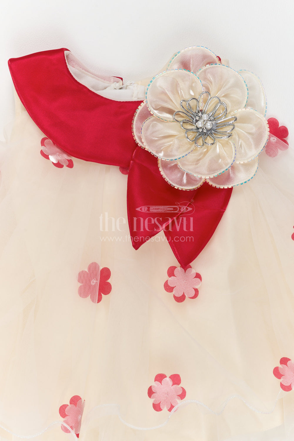 The Nesavu Girls Fancy Party Frock Girls Floral Applique Frock for Birthdays and Garden Party Celebrations Nesavu Nesavu Girls Floral Applique Net Frock For Birthdays Garden Parties Milestone Celebrations And Photoshoots