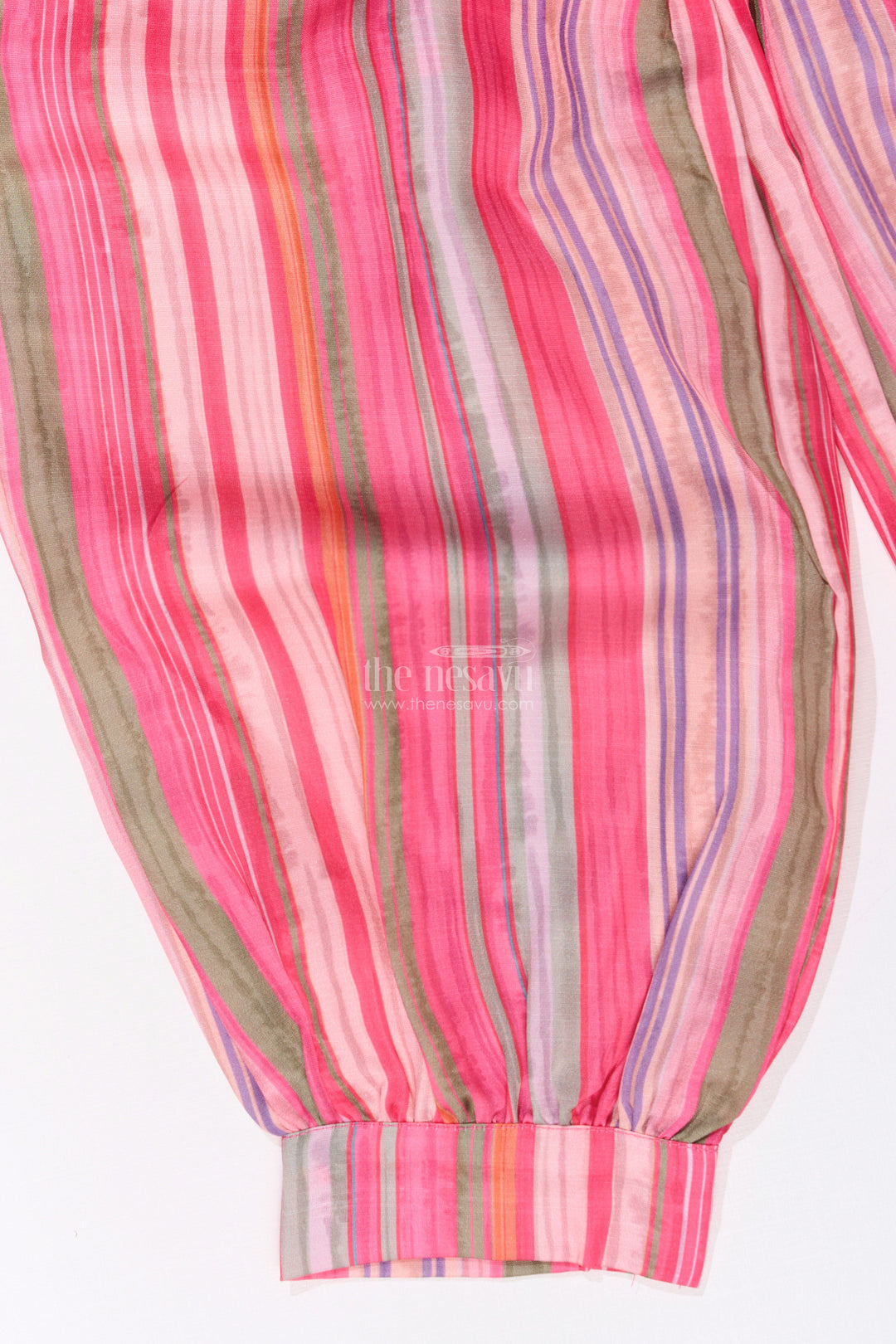 The Nesavu Girls Co-Ord Sets Girls Floral Co-Ord Set with Bright Printed Kurti and Striped Pants in Rani Pink Nesavu Girls Floral Co-ord Set Bright Printed Kurti Striped Pants Rani Pink | The Nesavu