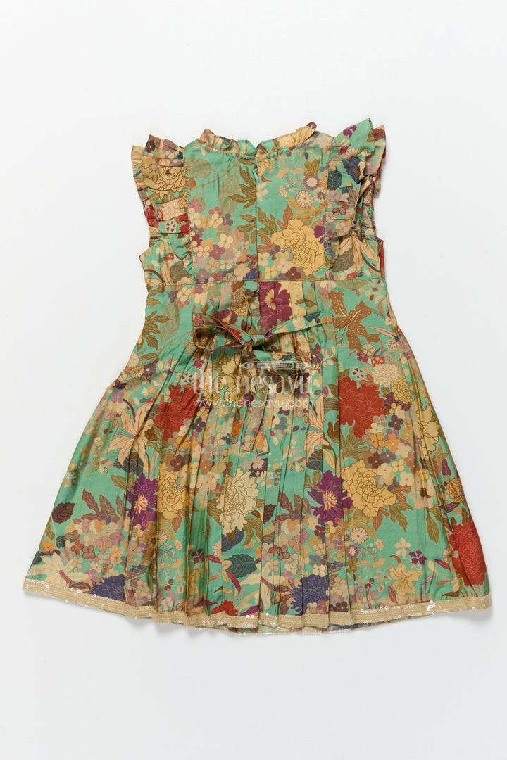 The Nesavu Girls Cotton Frock Girls Floral Cotton Frock for Playdates and Everyday Ethnic Charm Nesavu Nesavu girls cotton floral frock digital print  perfect festive playdates casual celebrations