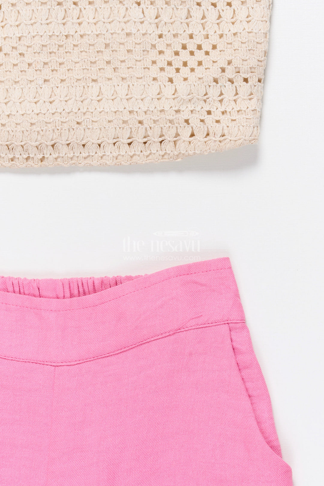 The Nesavu Girls Co-Ord Sets Girls Floral Embroidered Co-Ord Set with Lapel Jacket for Ethnic Day and Functions Nesavu Nesavu girls co-ord set floral embroidery lapel jacket ethnic outfit school weddings