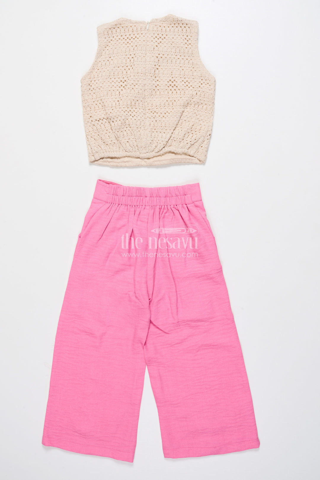 The Nesavu Girls Co-Ord Sets Girls Floral Embroidered Co-Ord Set with Lapel Jacket for Ethnic Day and Functions Nesavu Nesavu girls co-ord set floral embroidery lapel jacket ethnic outfit school weddings