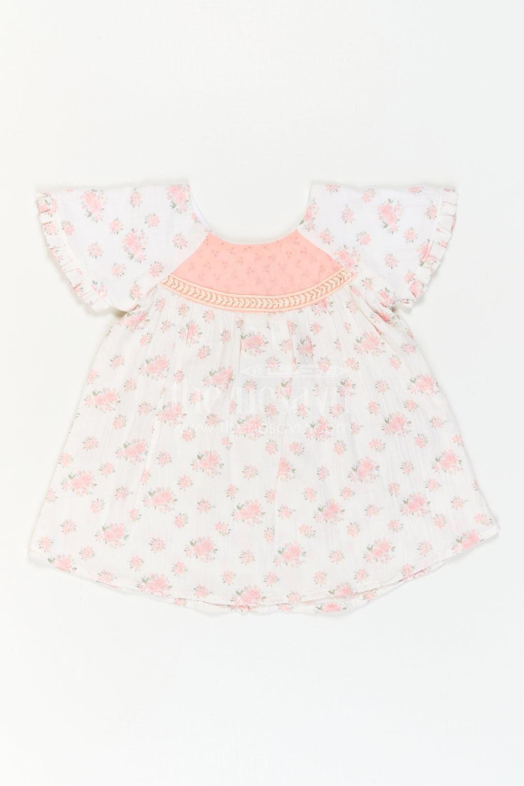 The Nesavu Girls Cotton Frock Girls Floral Frock for Summer Holidays and Family Outings Nesavu Nesavu Girls Floral Muslin Cotton Frock For Summer Holidays And Casual Outings
