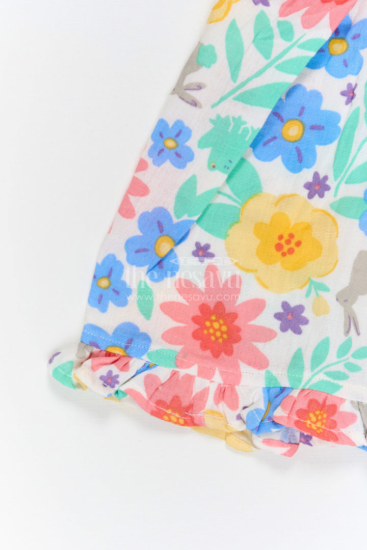 The Nesavu Girls Cotton Frock Girls Floral Frock for Summer Vacations and Playful Outings Nesavu Nesavu Girls Muslin Cotton Frock With Digital Print For Vacations And Playful Outings