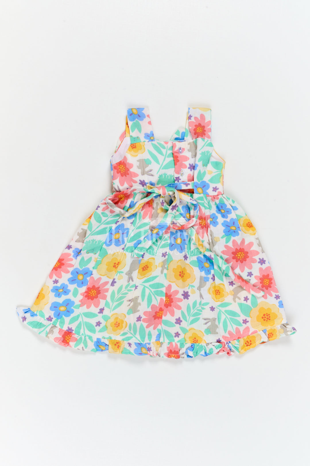 The Nesavu Girls Cotton Frock Girls Floral Frock for Summer Vacations and Playful Outings Nesavu Nesavu Girls Muslin Cotton Frock With Digital Print For Vacations And Playful Outings