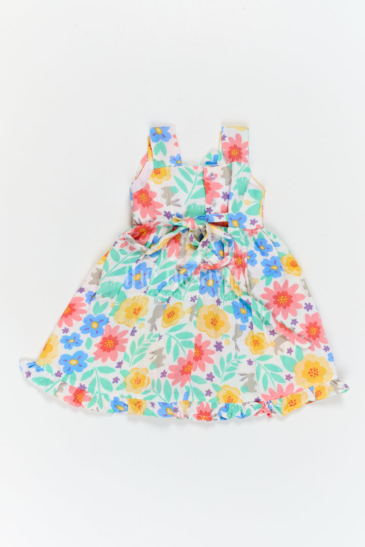 The Nesavu Girls Cotton Frock Girls Floral Frock for Summer Vacations and Playful Outings Nesavu Nesavu Girls Muslin Cotton Frock With Digital Print For Vacations And Playful Outings