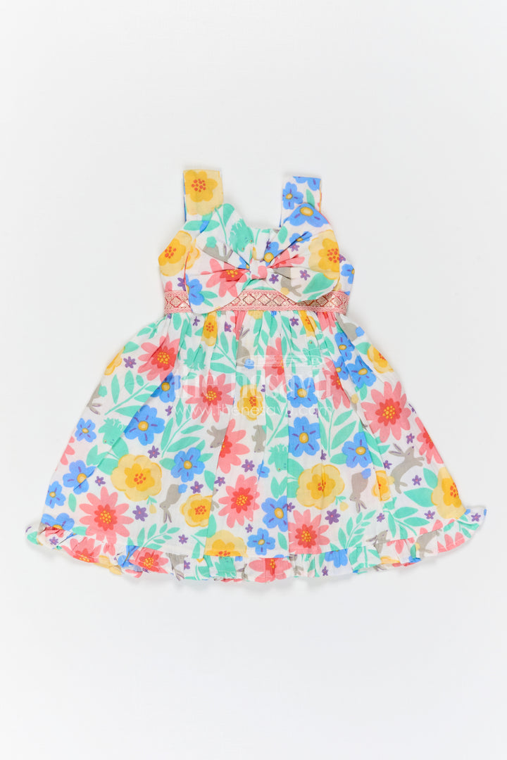 The Nesavu Girls Cotton Frock Girls Floral Frock for Summer Vacations and Playful Outings Nesavu Nesavu Girls Muslin Cotton Frock With Digital Print For Vacations And Playful Outings