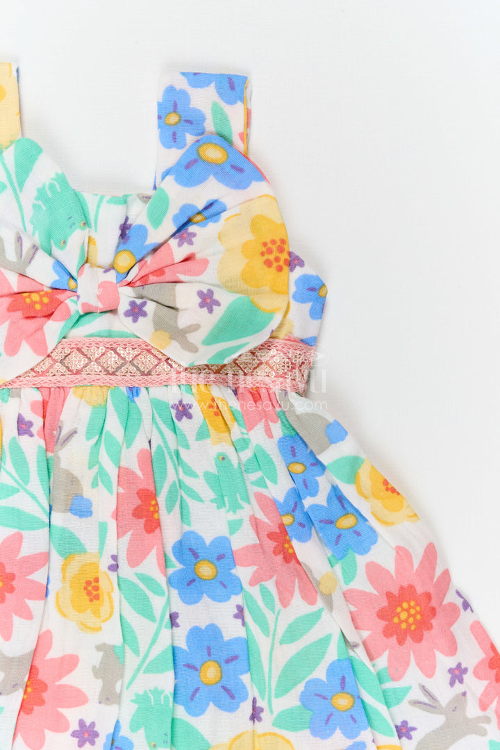 The Nesavu Girls Cotton Frock Girls Floral Frock for Summer Vacations and Playful Outings Nesavu Nesavu Girls Muslin Cotton Frock With Digital Print For Vacations And Playful Outings