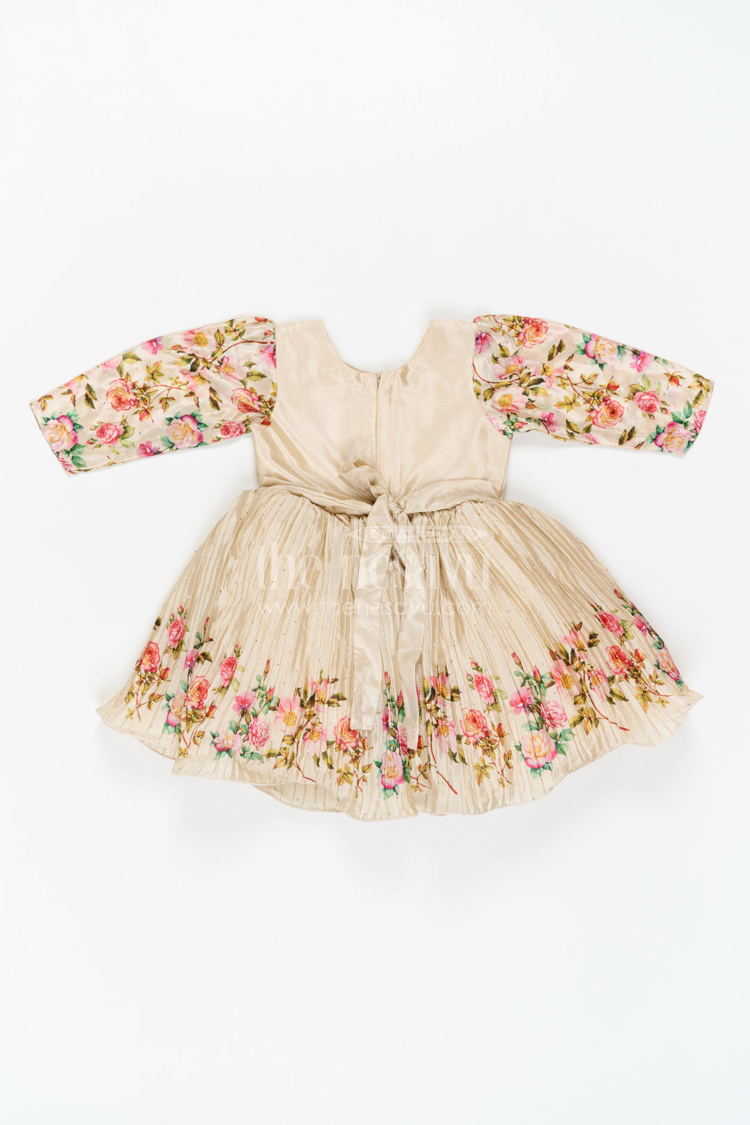 The Nesavu Silk Frock Girls Floral Frock with Jacket in Chinon Silk with Digital Print and Embroidered Stone Work Detailing Nesavu Girls Floral Frock Embroidered Jacket Chinon Silk Digital Print Stone Work | The Nesavu