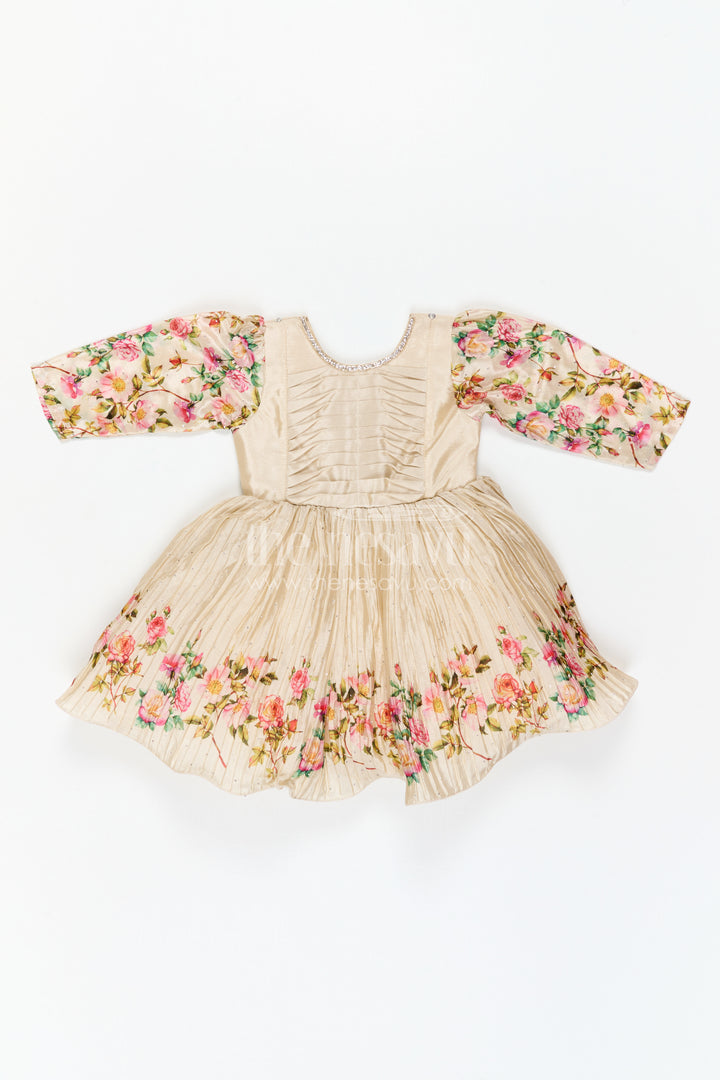 The Nesavu Silk Frock Girls Floral Frock with Jacket in Chinon Silk with Digital Print and Embroidered Stone Work Detailing Nesavu Girls Floral Frock Embroidered Jacket Chinon Silk Digital Print Stone Work | The Nesavu