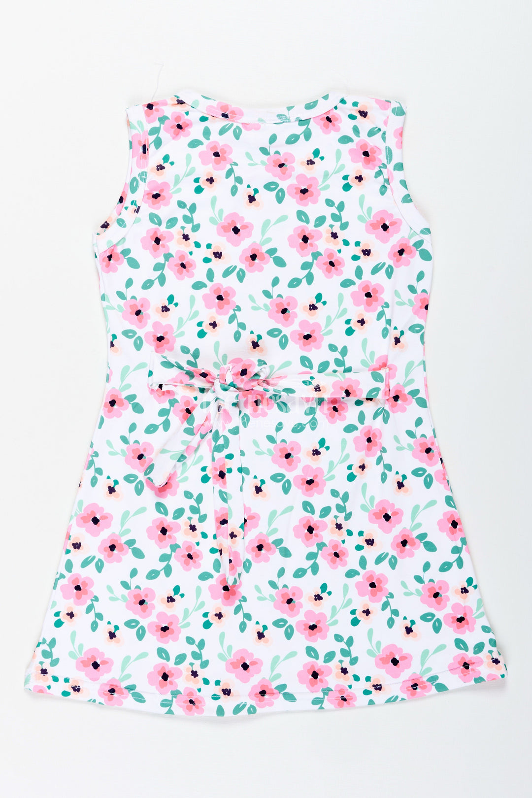 The Nesavu Girls Cotton Frock Girls Floral Frock with Pink Blossoms for Casual Summer Wear Nesavu Nesavu Girls Floral Cotton Frock Pink Blossoms Sleeveless Summer Casual Dress
