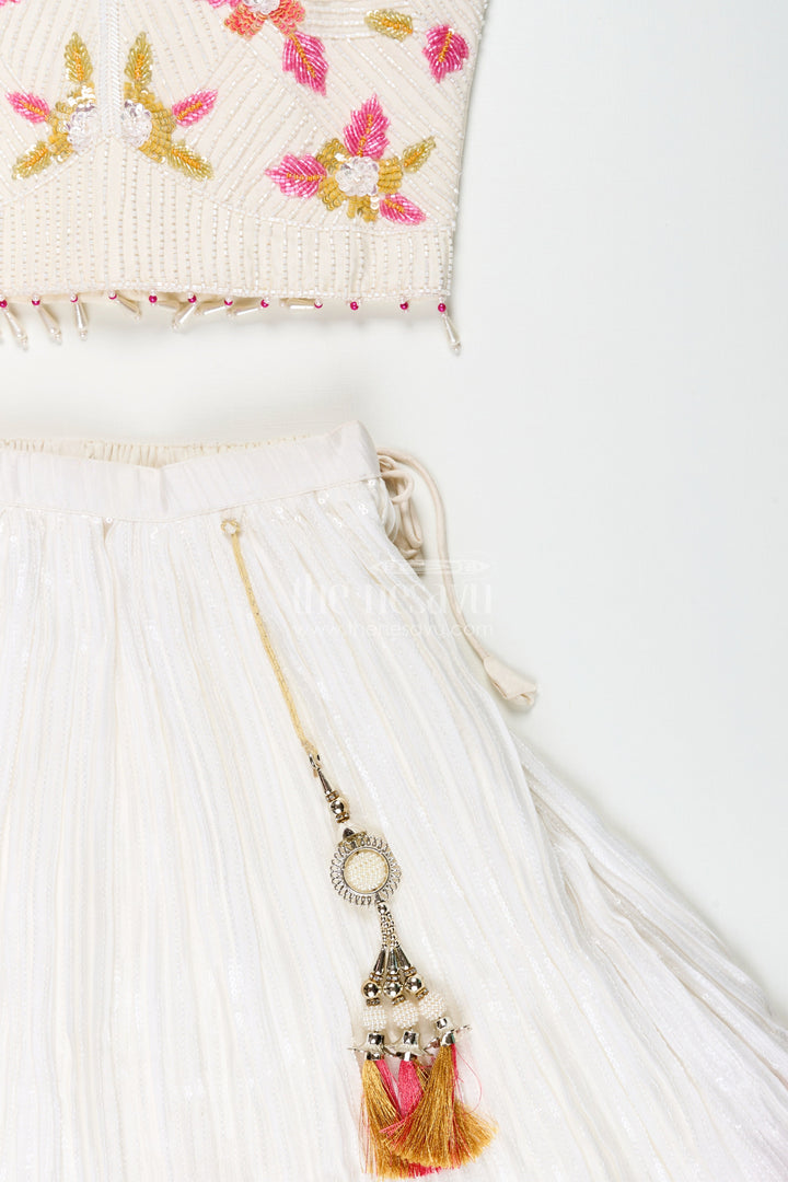 The Nesavu Girls Lehenga Choli Girls Floral Lehenga Choli Set for Birthdays and Festive Functions Nesavu Nesavu girls floral lehenga set embroidered blouse birthdays festive celebrations