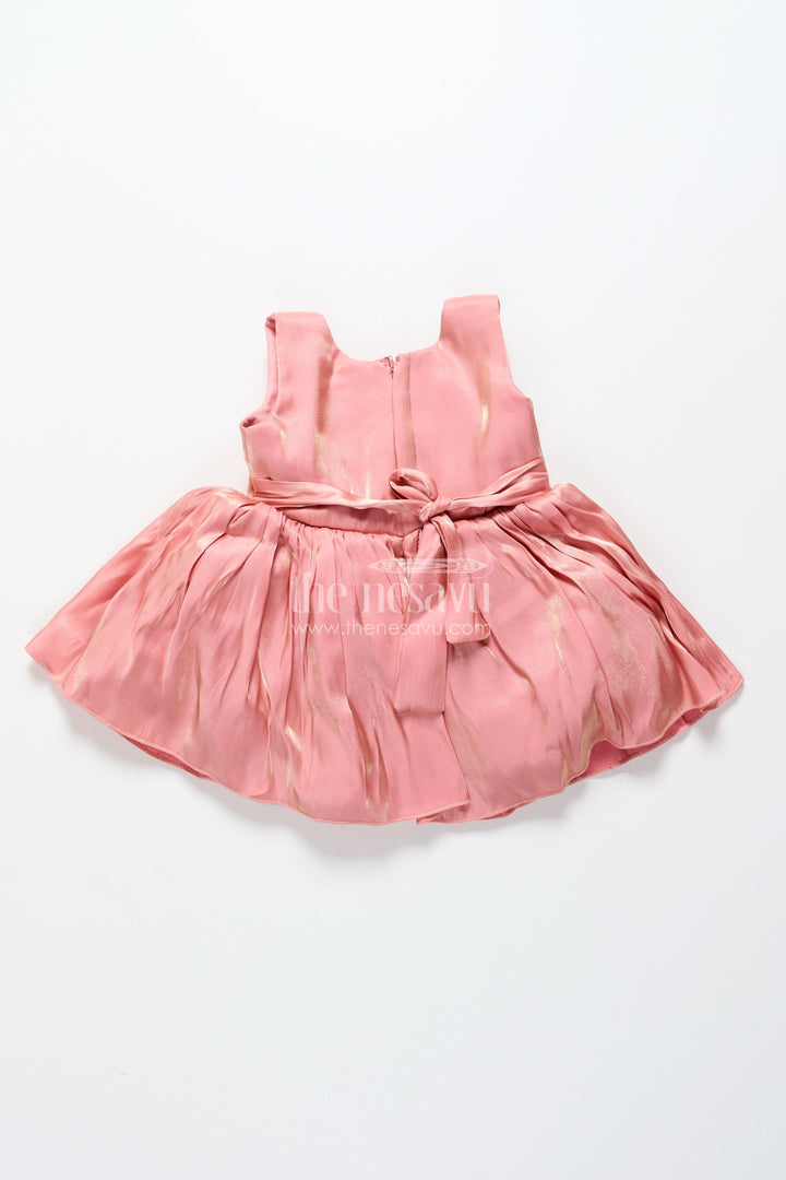 The Nesavu Girls Fancy Party Frock Girls Floral Party Dress in Glazed Organza with Oversized Textured Flower and Elegant Flared Silhouette Nesavu Girls Floral Party Dress Glazed Organza 3D Flower Embellishment Elegant Flair | The Nesavu