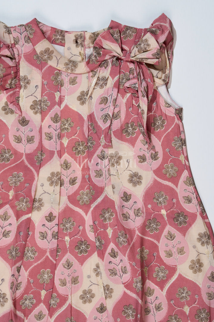 The Nesavu Girls Cotton Frock Girls Floral Print Long Frock in Muslin Silk with Pleated Design and Stylish Bow Nesavu Girls Floral Print Long Frock Muslin Silk Pleated Design Stylish Bow | The Nesavu