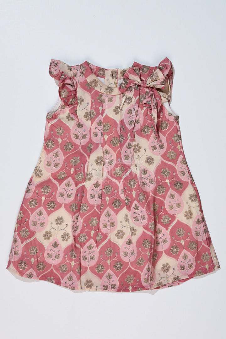 The Nesavu Girls Cotton Frock Girls Floral Print Long Frock in Muslin Silk with Pleated Design and Stylish Bow Nesavu Nesavu Girls Floral Print Long Frock Muslin Silk Pleated Design Stylish Bow