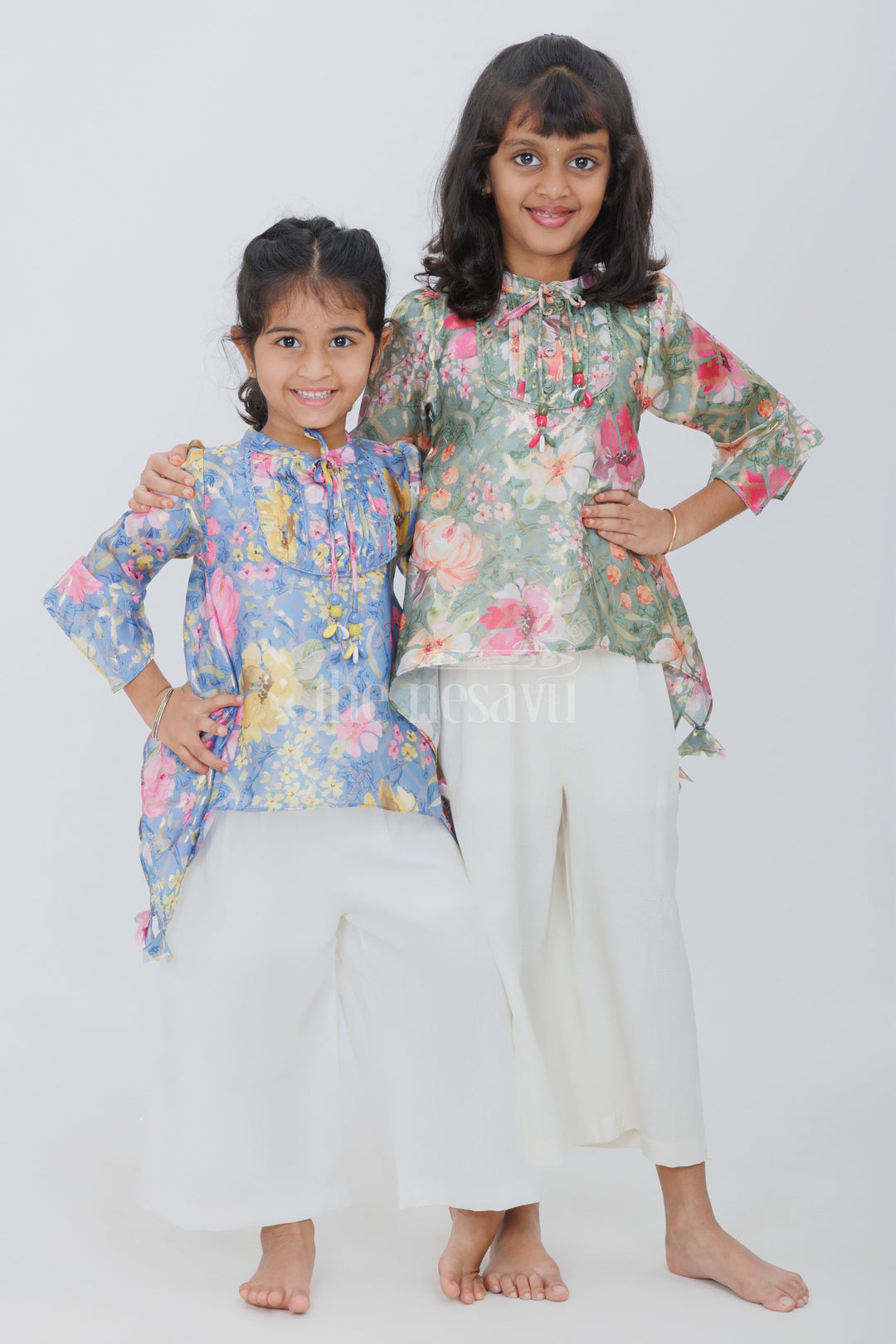 The Nesavu Girls Sharara / Plazo Set Girls Floral Printed Cropped Top with White Culottes and Camisole for Summer Picnics and Playdates Nesavu 0ef30a472b68jpgv1726571211