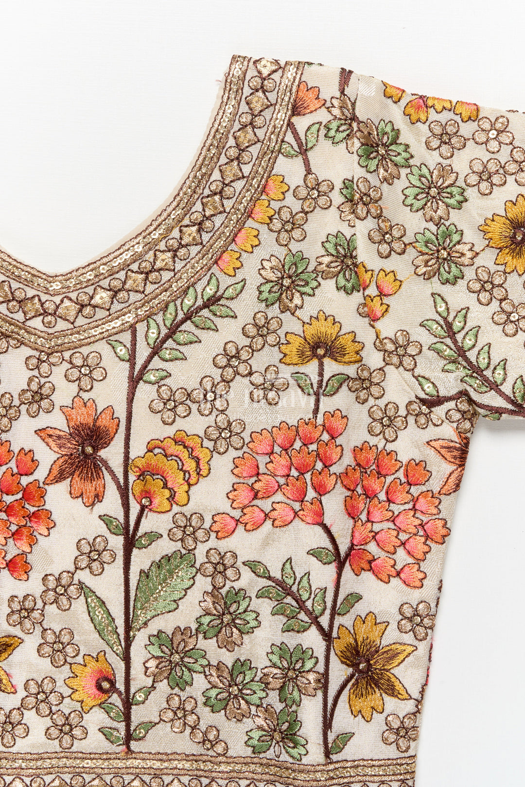 The Nesavu Girls Lehenga Choli Girls Floral Silk Lehenga Choli with Embroidered Yoke for Festive Wear Nesavu Nesavu girls floral silk lehenga choli embroidery weddings cultural celebrations