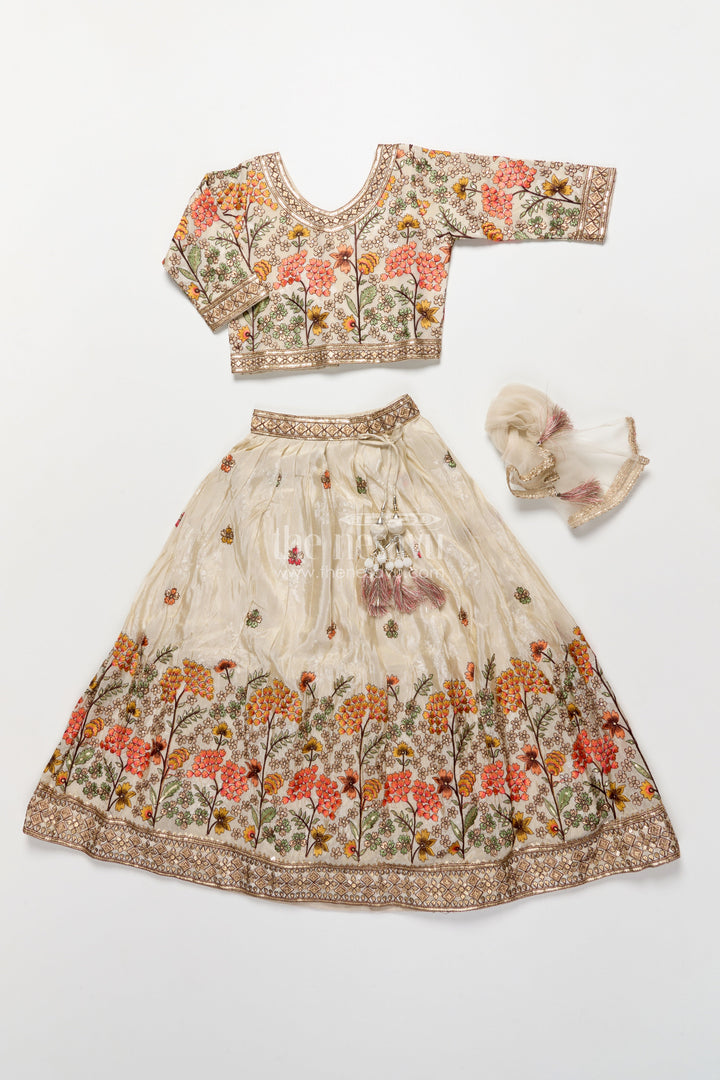 The Nesavu Girls Lehenga Choli Girls Floral Silk Lehenga Choli with Embroidered Yoke for Festive Wear Nesavu Nesavu girls floral silk lehenga choli embroidery weddings cultural celebrations