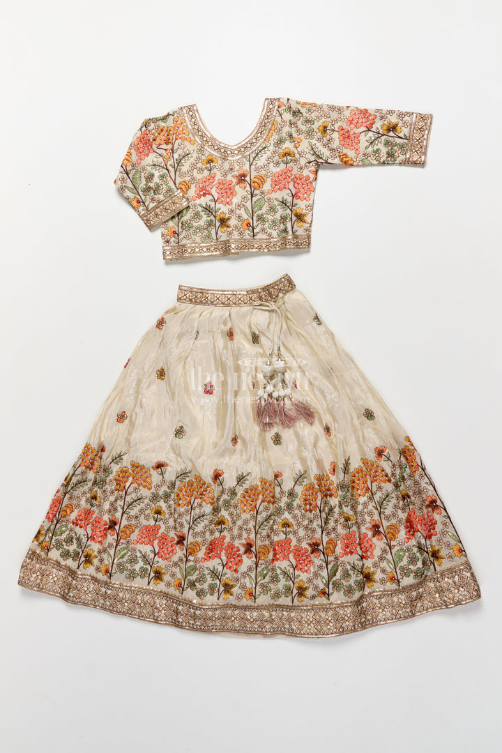 The Nesavu Girls Lehenga Choli Girls Floral Silk Lehenga Choli with Embroidered Yoke for Festive Wear Nesavu Nesavu girls floral silk lehenga choli embroidery weddings cultural celebrations