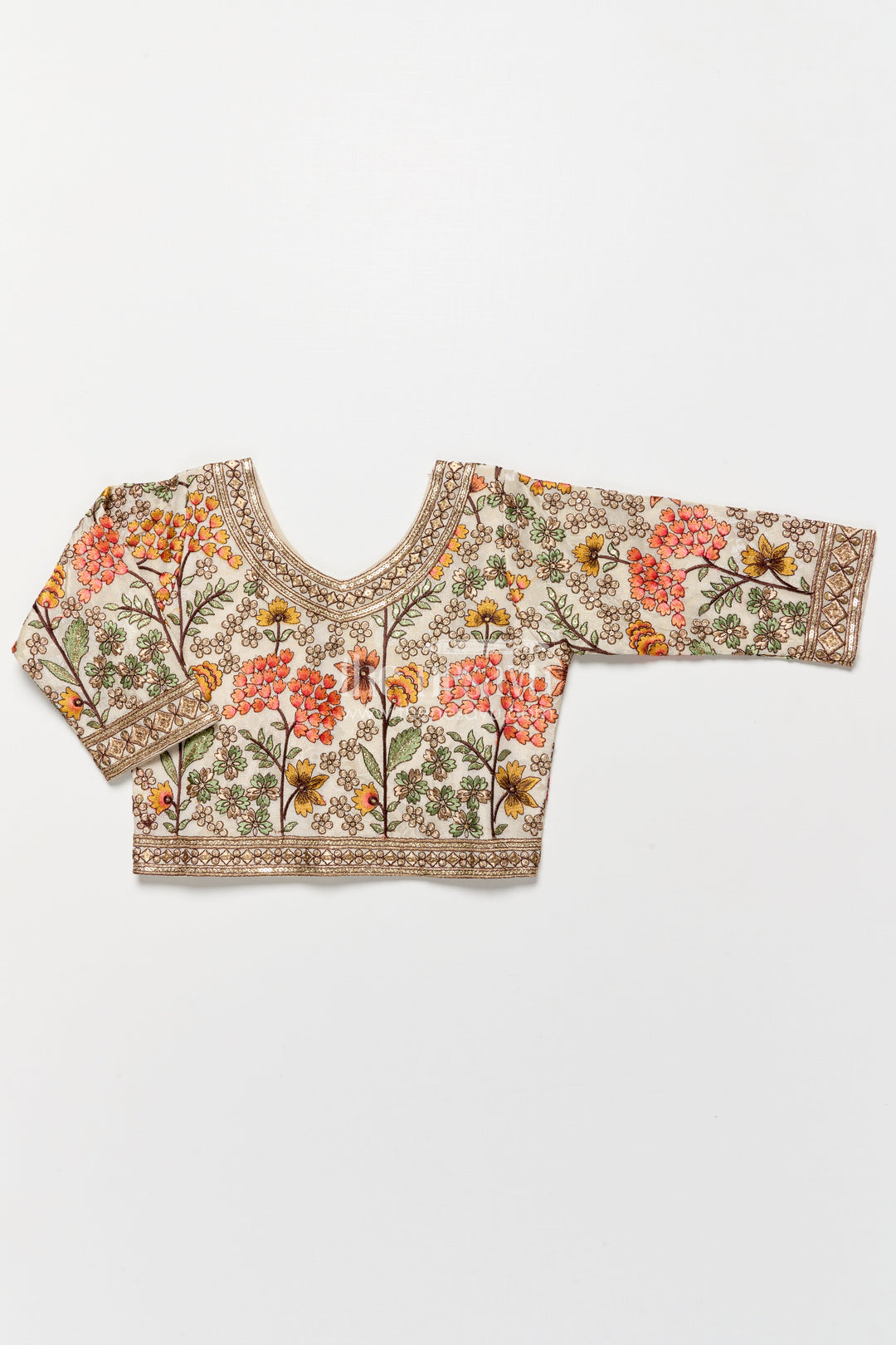 The Nesavu Girls Lehenga Choli Girls Floral Silk Lehenga Choli with Embroidered Yoke for Festive Wear Nesavu Nesavu girls floral silk lehenga choli embroidery weddings cultural celebrations