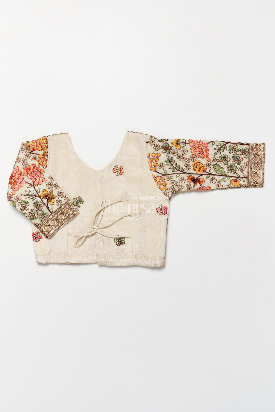 The Nesavu Girls Lehenga Choli Girls Floral Silk Lehenga Choli with Embroidered Yoke for Festive Wear Nesavu Nesavu girls floral silk lehenga choli embroidery weddings cultural celebrations