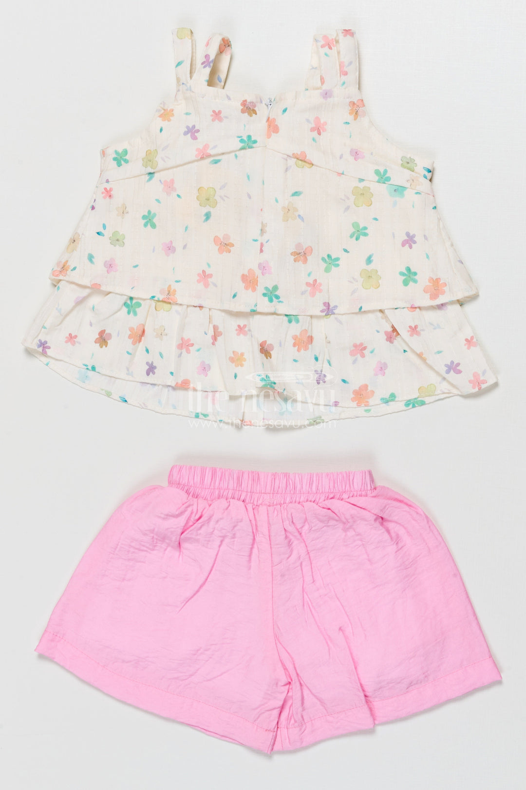 The Nesavu Girls Casual Set Girls Floral Top with Pink Skirt – Casual Fusion Set Nesavu Nesavu girls floral digital print top with pink skirt – casual set