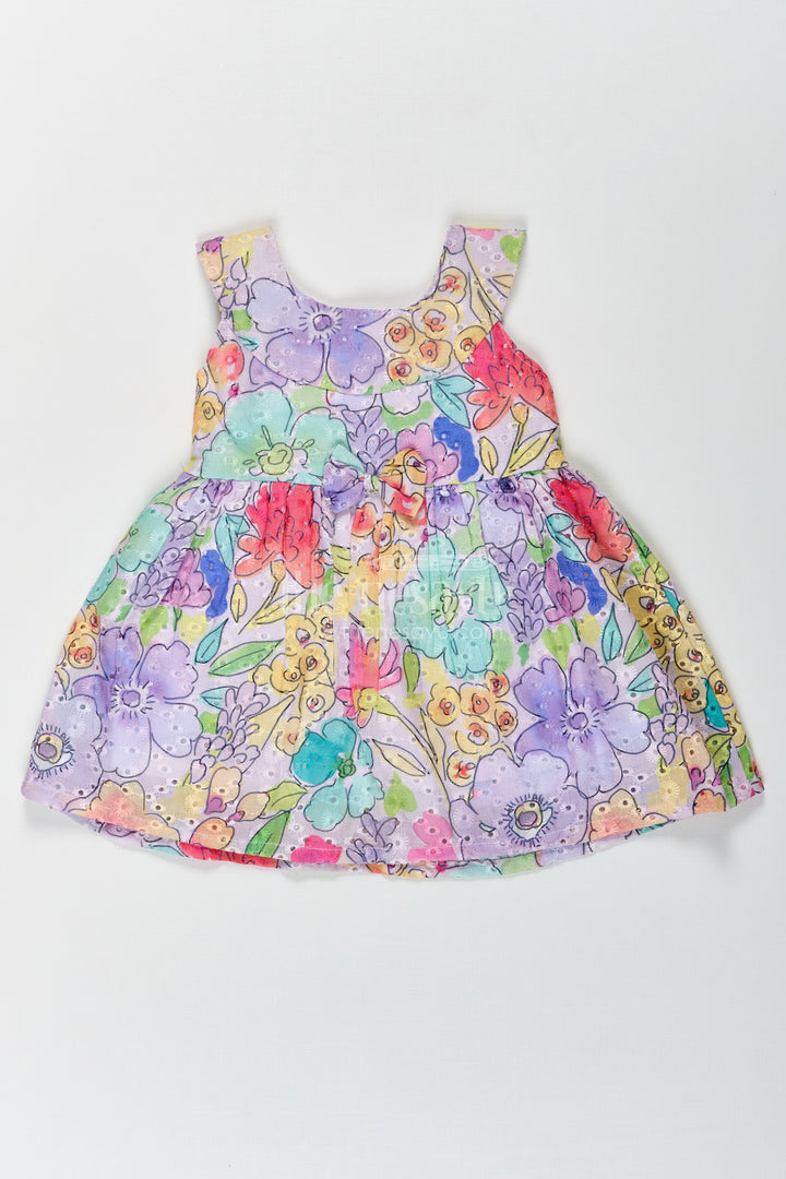 The Nesavu Baby Cotton Frocks Girls Flower Girl Dress with Vibrant Multicolor Floral Print in Lightweight Hakoba Cotton Fabric Nesavu 14 (6M) / Multicolor BFJ753A-14 Multicolor Floral Print Hakoba Cotton Flower Girl Dress Girls Soft Comfortable Fit | The Nesavu
