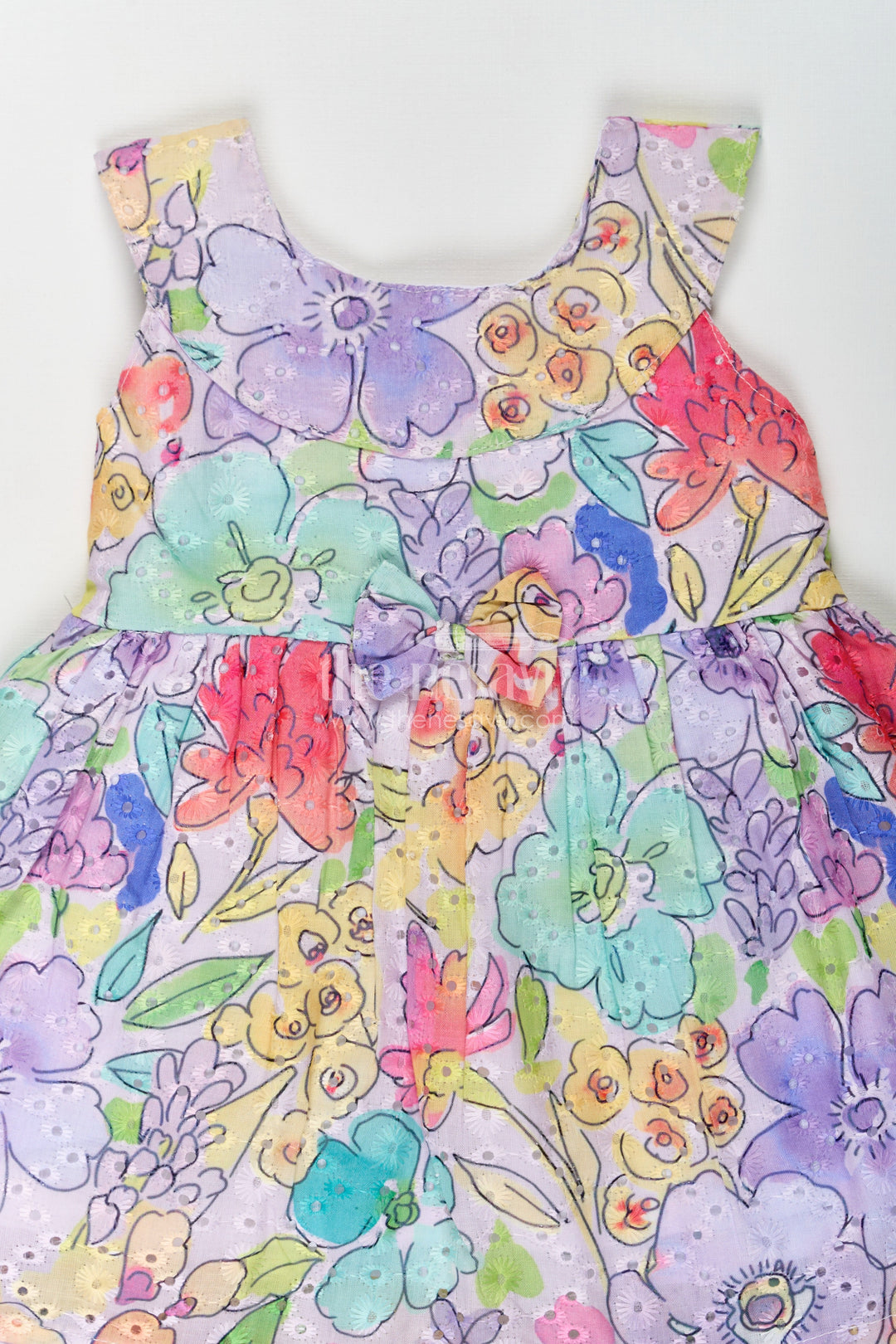 The Nesavu Baby Cotton Frocks Girls Flower Girl Dress with Vibrant Multicolor Floral Print in Lightweight Hakoba Cotton Fabric Nesavu Multicolor Floral Print Hakoba Cotton Flower Girl Dress Girls Soft Comfortable Fit | The Nesavu