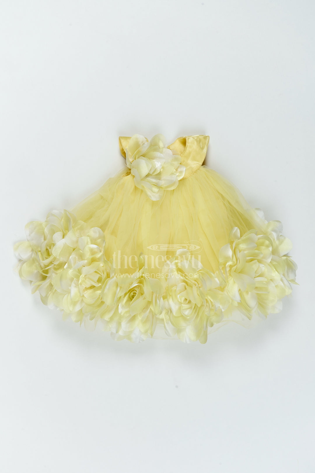The Nesavu Girls Fancy Party Frock Girls Frill Party Frock for Cake Cutting and Birthday Photoshoots Nesavu 16 (1Y) / Yellow / Plain Net PF329A-16 Nesavu Girls Frill Net Party Frock For Cake Cutting Birthday Photoshoots And Milestone Celebrations