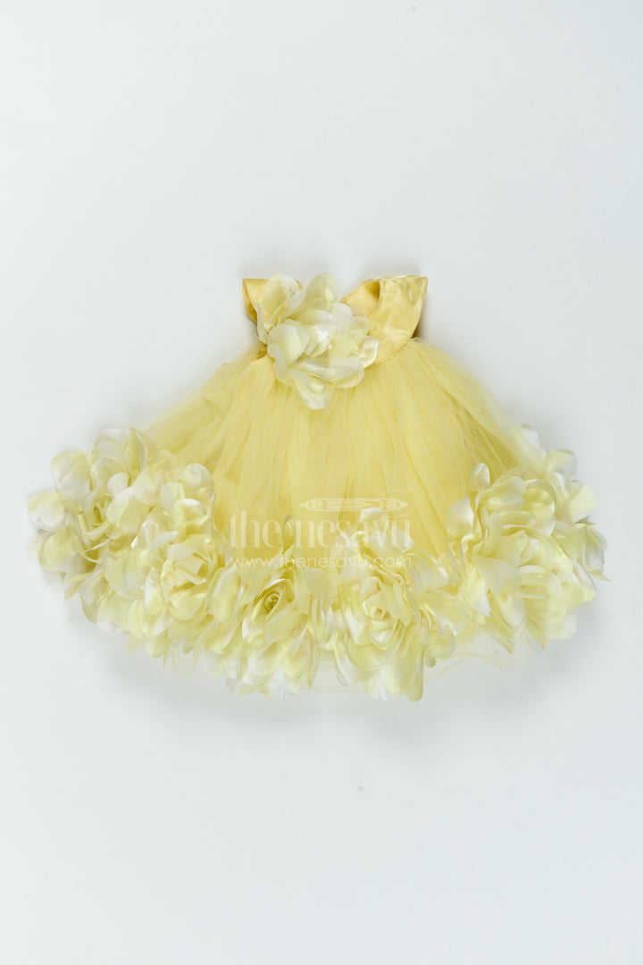 The Nesavu Girls Fancy Party Frock Girls Frill Party Frock for Cake Cutting and Birthday Photoshoots Nesavu 16 (1Y) / Yellow / Plain Net PF329A-16 Nesavu Girls Frill Net Party Frock For Cake Cutting Birthday Photoshoots And Milestone Celebrations