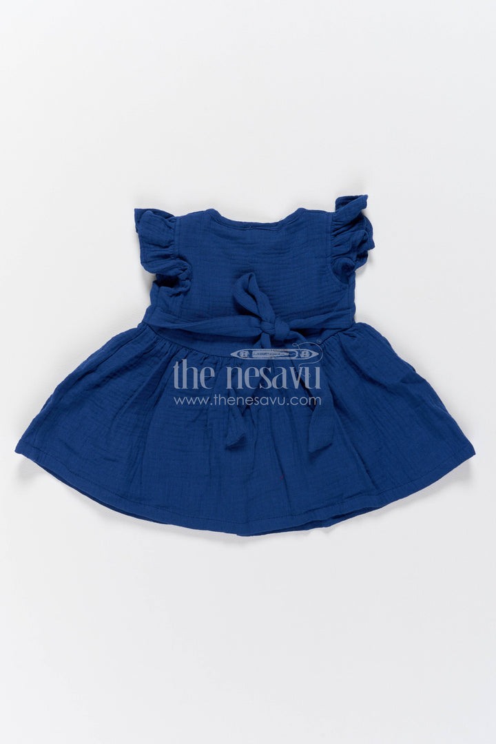 The Nesavu Girls Cotton Frock Girls Frock Dress in Blue for Celebrations and Photos Nesavu Nesavu Girls Frock Dress With Thread Embroidery For Weddings